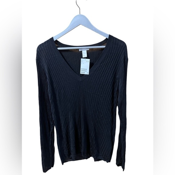 🟠H&M Ribbed Thin V-neck Ribbed Sweater XL - Picture 1 of 4
